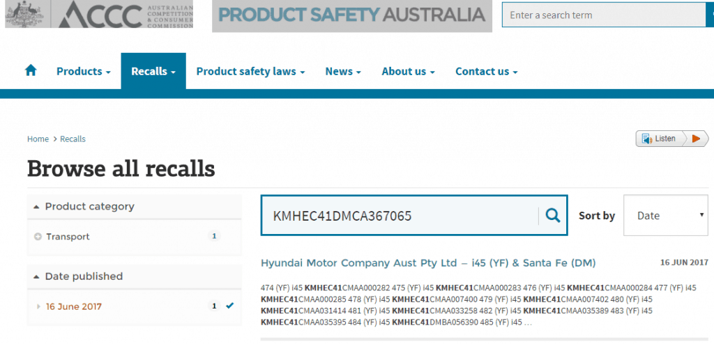 Vehicle Recall